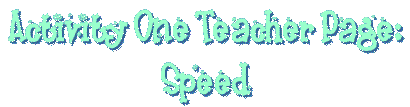 Activity Two 
      Teacher Page: Speed